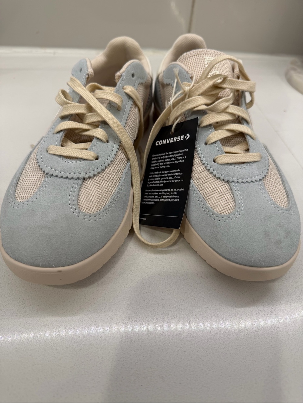 Converse Low-Top Sneakers in Cream and Light Blue